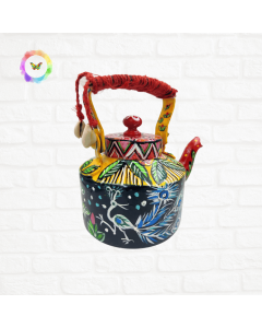 Warli Art Black & Yellow Kettle