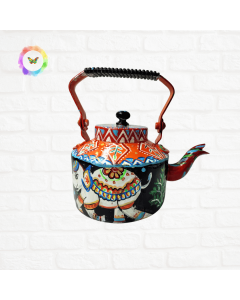 Madhubani Art Black & Orange Kettle